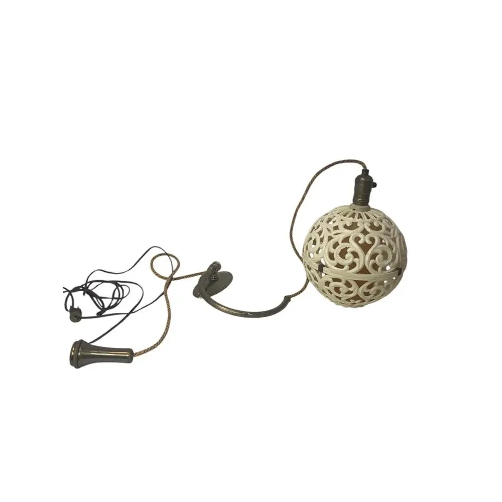 Hard Plastic MidCentury Light Fixture Hanging Plug in Working